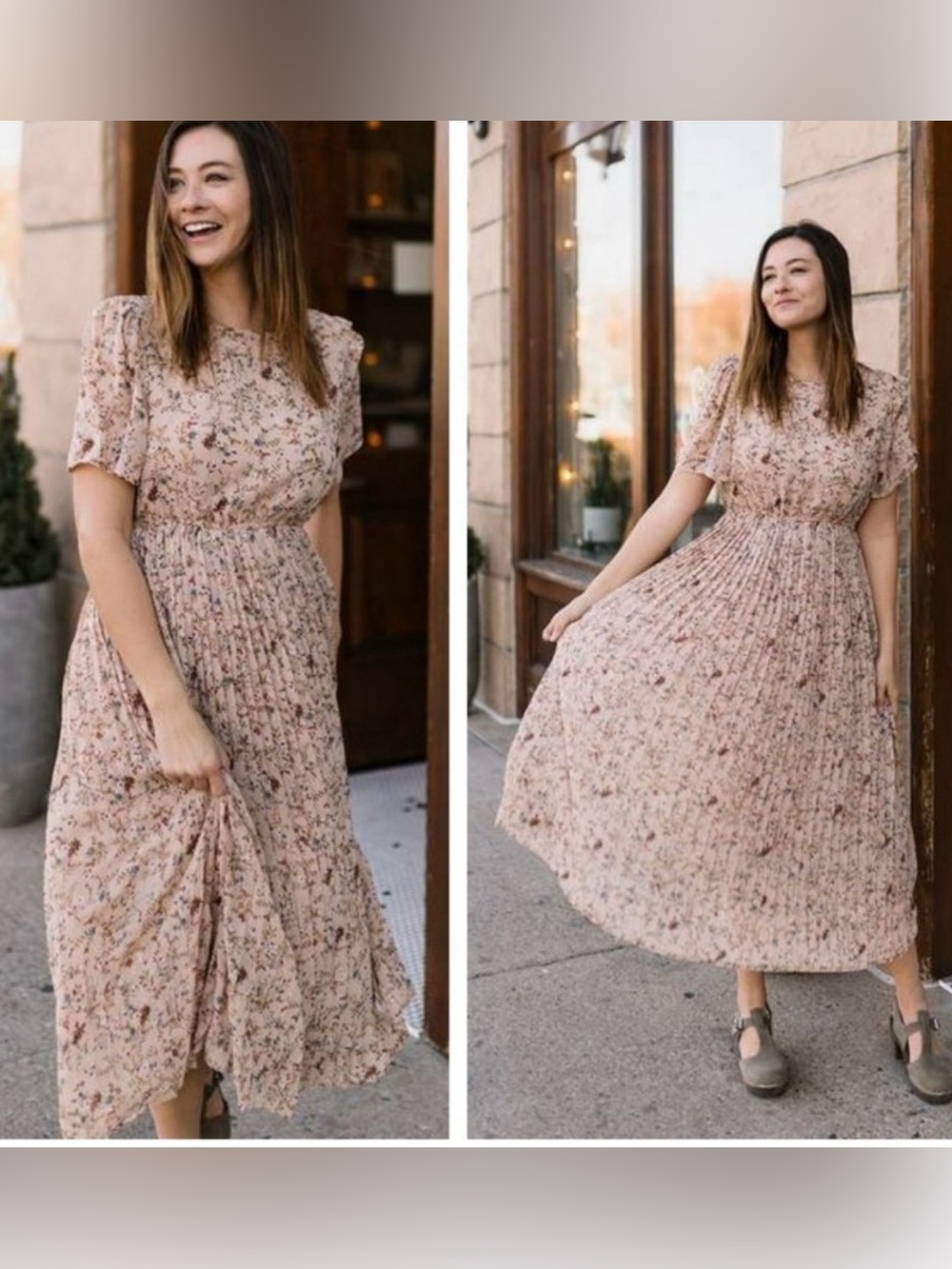 NWT Hayden Floral Pleated Chiffon Midi Dress Size Medium